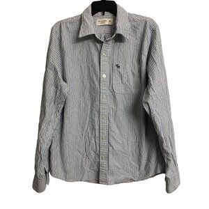 Abercrombie & Fitch Stripe Cotton Muscle Strip Button Down Shirt Size XL